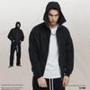 Men's Cross Border New American High Neck Face Protection Hoodie Black Basic Heavy Duty Zipper Cardigan