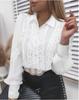 Ladies Fashion Lace Long Sleeve V-neck Round Neck Lace Button Shirt Shirt