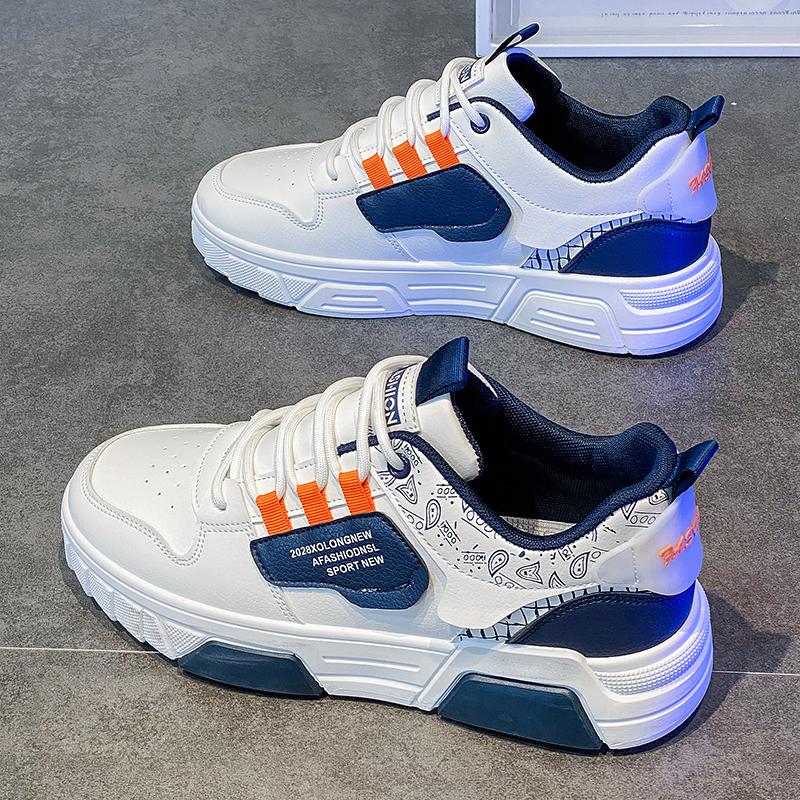 New Casual Sports Skate Shoes Trendy Men's Fashionable White Sneakers Comfortable Thick Bottomed All-Match Stylish Shoes