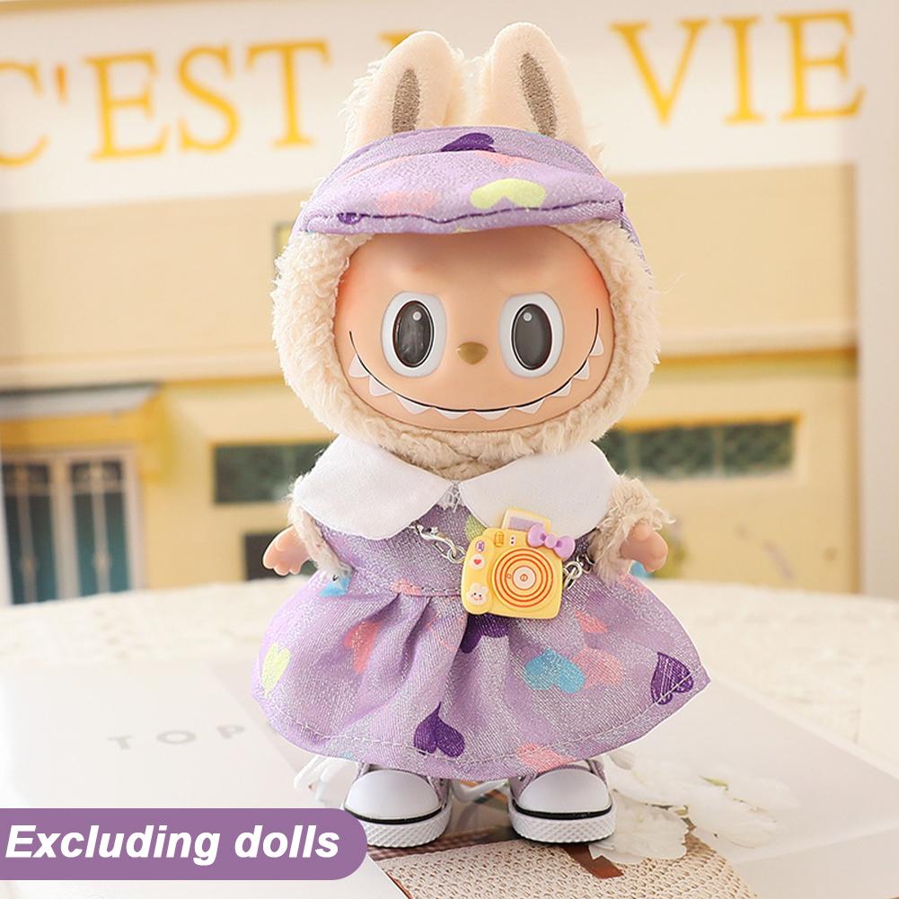 For 17cm Labubu Doll Clothes Fashion Dress Doll Clothes Color Match Hoodies Dolls Accessories Cute Decoration Little Clothes
