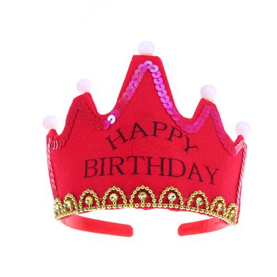 LED Light up Sweet Princess Crown Flashing Birthday Party Hat Cap Tiara Kids Toy