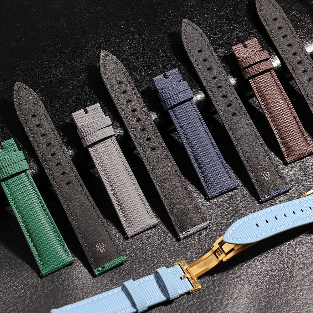 For Delugs Universal Sailcloth FKM Rubber Watch Strap 18mm 19mm 20mm 21mm 22mm Quick Release Bar Flat End Watch Bands