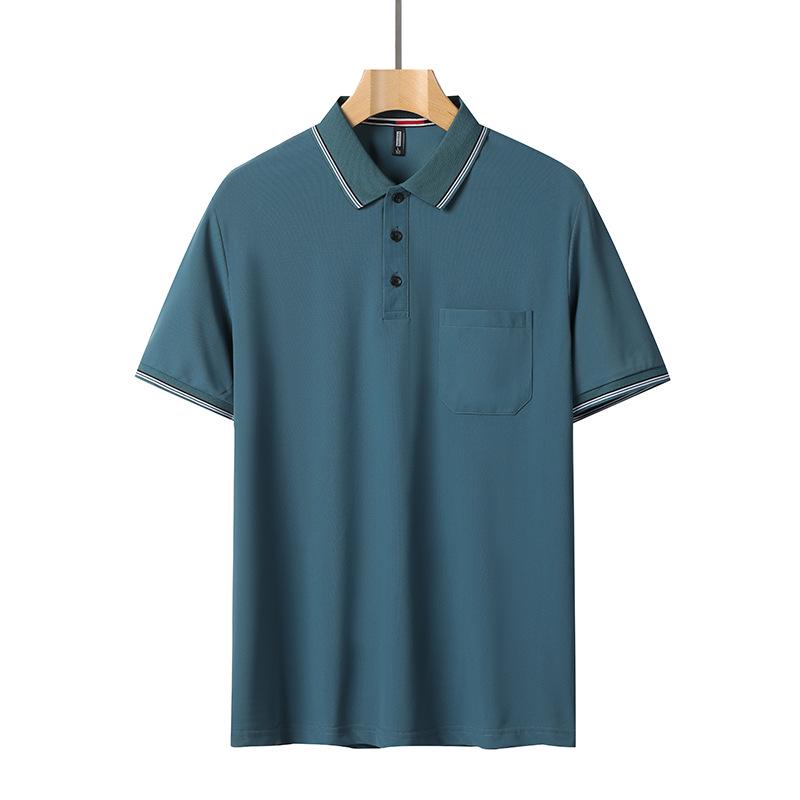 

Рубашка поло из ледяного шелка: Мужской летний топ с коротким рукавом для людей среднего возраста (30-50 лет) M 50-60kg