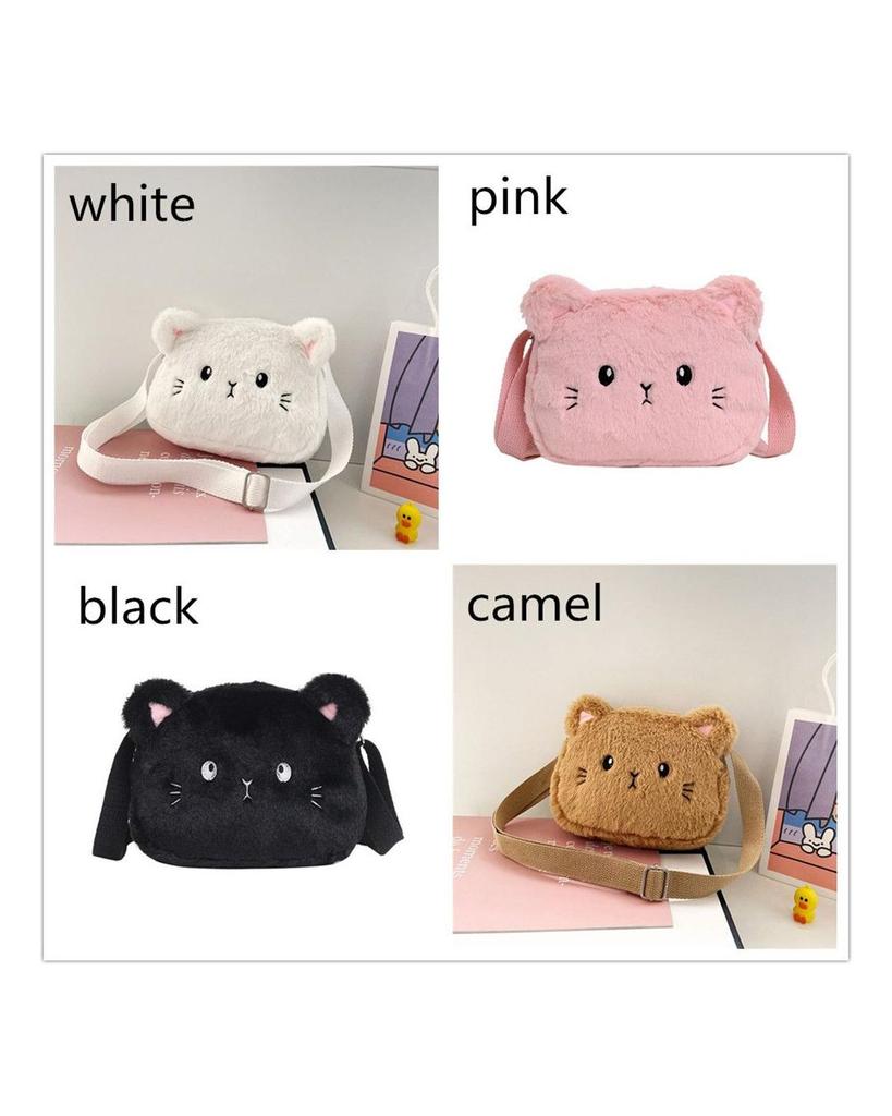 Baby Girls Handbags Coin Purse Cute Messenger Small Bags Shoulder Bag Soft Plush Bag Cartoon Cat