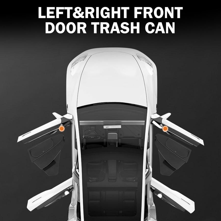 UBLM4 Front Door Built-in Storage Organizer for Tesla Model Y Juniper 2025 2026 Car Garbage Bin with Push‑Open Lid ABS Door Organizer