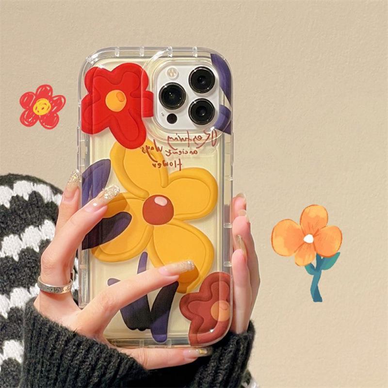 Niche Ins Yellow Flower Apple 15 Mobile Phone Case Iphone14promax Soft Rubber 13/12/11 Anti-drop XR