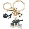 Well-Behaved Black Cat Zinc Alloy Keychain: Cute Drip Oil Cartoon Pendant for Backpacks
