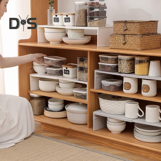 Retractable Storage Rack Plates Cutlery Seasonings Organization Kitchen Cabinets And Counter Layered Shelves Increase Space Space 20lbs Capacity