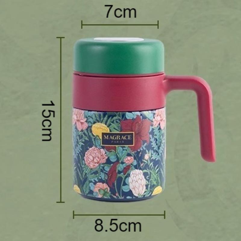 

Thermal Cup Stainless Steel Mug Luxury Elegant Portable Mugs Aesthetic Drinking Accompanying Thermos Cups with Handle Drinkware 500ML красный