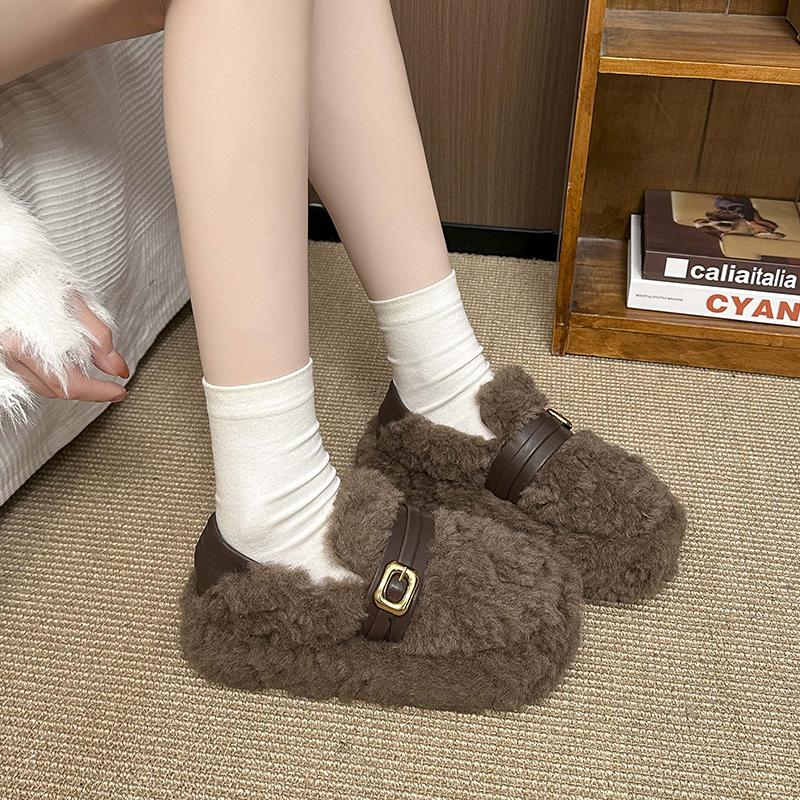 2026 New Winter Versatile Fashion Leisure with Velvet Warm and Comfortable Cotton Shoes for Women's Postpartum Hair