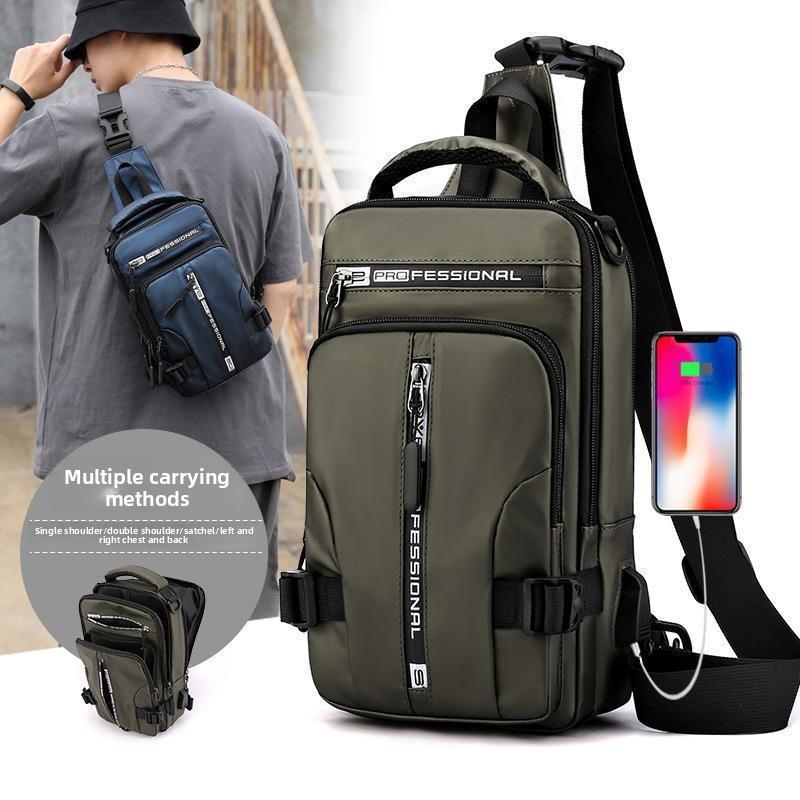 Men Multifunctional Chest Bags , Convertible Crossbody Shoulder Backpack, Nylon Casual Daypack for Outdoor Cycling Travel Daily