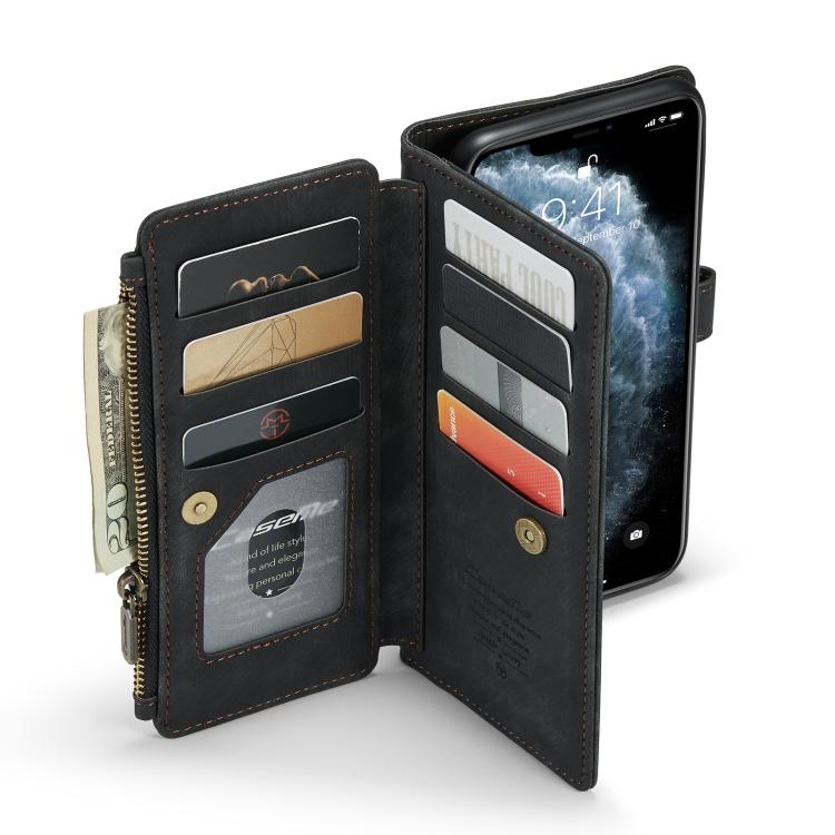 For iPhone 11 Pro Max CaseMe-C30 PU + TPU Multifunctional Horizontal Flip Leather Case with Holder & Card Slot & Wallet & Zipper Pocket