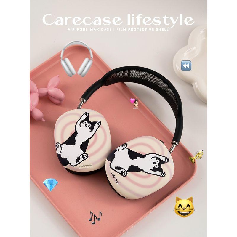 

Protective Case Head-Mounted Bluetooth Earbuds Case Protective Case South Korea Import Material Hard Shell Cartoon Illustration Graffiti Minimalist Apple AirPod Max Heart cat.