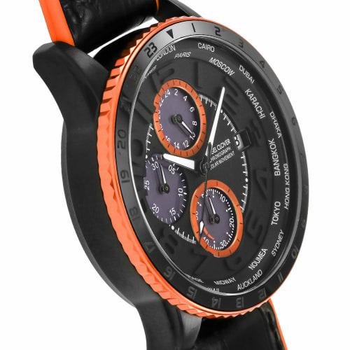 Angel Clover Mondo Solar Watch, Black/Orange Dial, Stainless Steel, Solar Battery, 44mm, Men's, MOS44BK-BK, Official Warranty