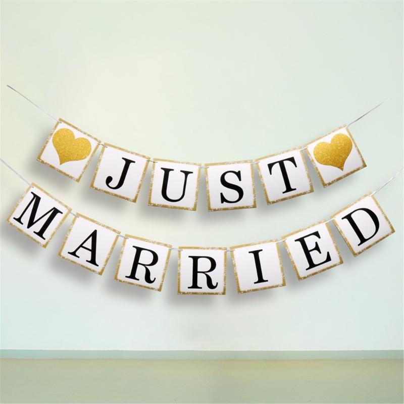 Multi Design Wedding Bunting Banners Bridal Shower Decorations With Glitter Accents For Photo Booth Or Party Backdrop