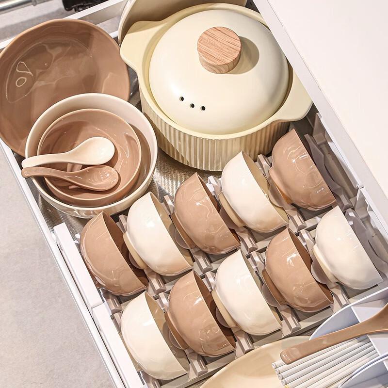 Hecai Maillard Cream Style 18-Piece Ceramic Dinnerware Set