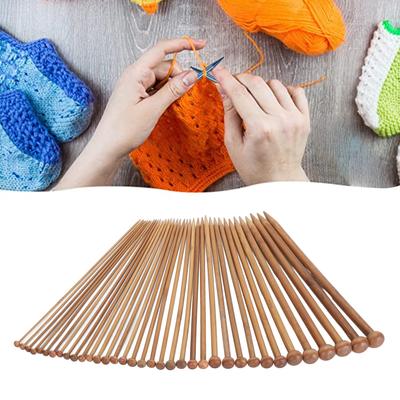 36pcs Bamboo Knitting Needle Straight Single Point Carbonized Knitting Needle for Beginners