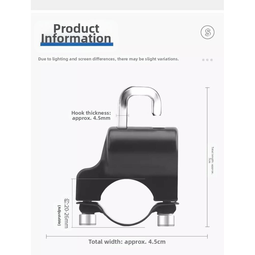 Compact Handlebar Mount Anti Theft Hook Helmet Security Solution Aluminum Alloy Material Easy Installation Tools