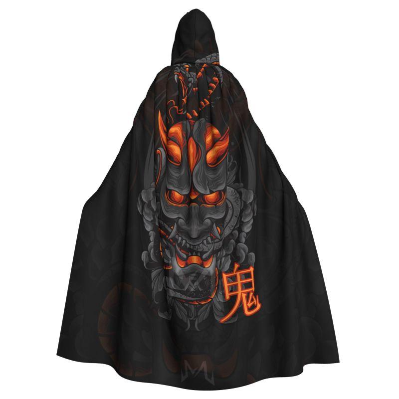 

Japanese Art Oni Mask Snake Hooded Cloak Unisex Polyester Hood Cloak Witch Costume Cosplay Cape One Size