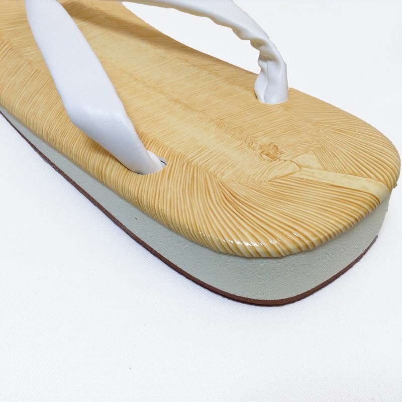 Edoten Geta Sandals, Made In Japan, Yellow Tatami Fabric, Non-Slip Candy Soles, White Straps, Size 3L (XXL)