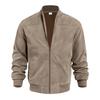 Amazon Suede Solid Color Zipper Jacket Casual Vintage Long Sleeve Cardigan Jacket Men