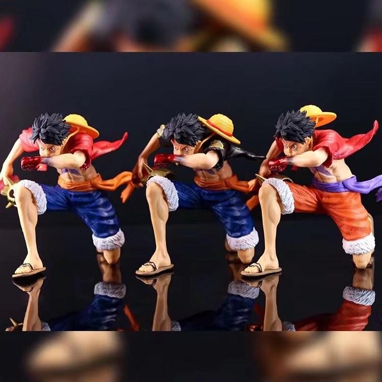 Unique Pvc Anime Figure Of Luffy In Knee Pose Featuring Three Distinct Variants Color