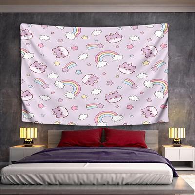 Purple Unicorn Cats and Rainbows Pattern Pattern Wall Hanging Tapestry Decorative Tapestry Home Decor for Bedroom and Living Room