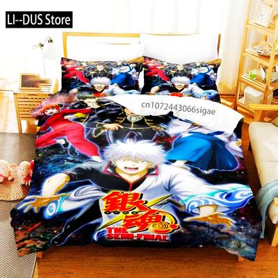 3D Gedrucktes Gintama Bettwäsche-Set Anime Gintoki Sakata Bettbezug Doppel Twin Full Queen King Erwachsener Junge Bettwäsche Bettdeckebezug