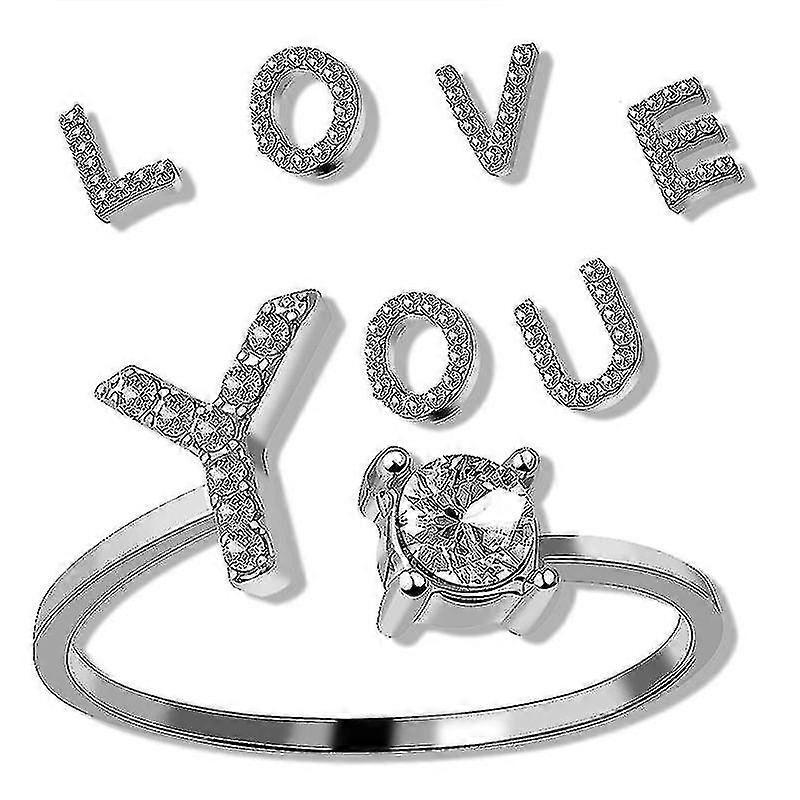 Finr Rings Simpli Letters Rings Fash Jewelry Rings-L-Silver
