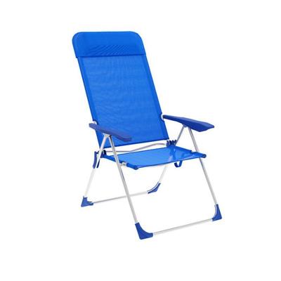 Marbueno 5-Position Folding Aluminum Chaise with Blue Cushion Beach and Pool 69X58X109 Cm 10249