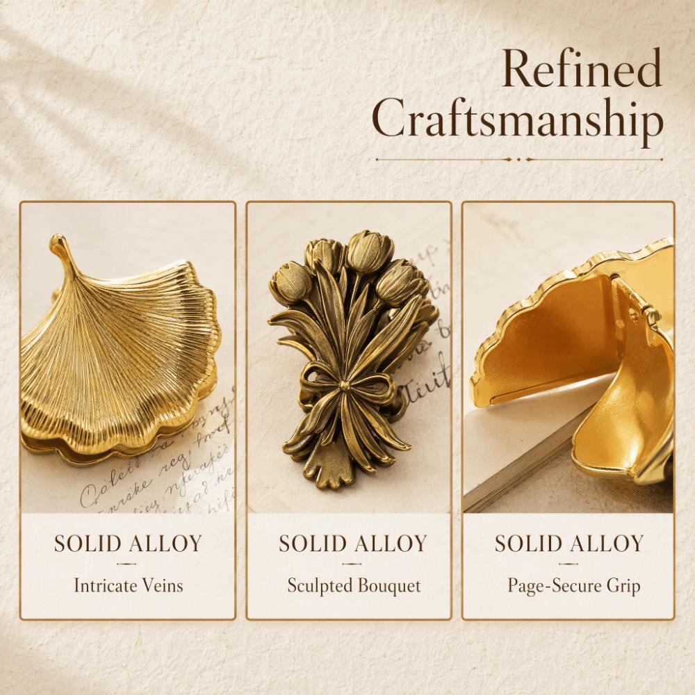 Ginkgo Leave Bouquet Journal Clips Antique Finish Metal Bookmark  Office