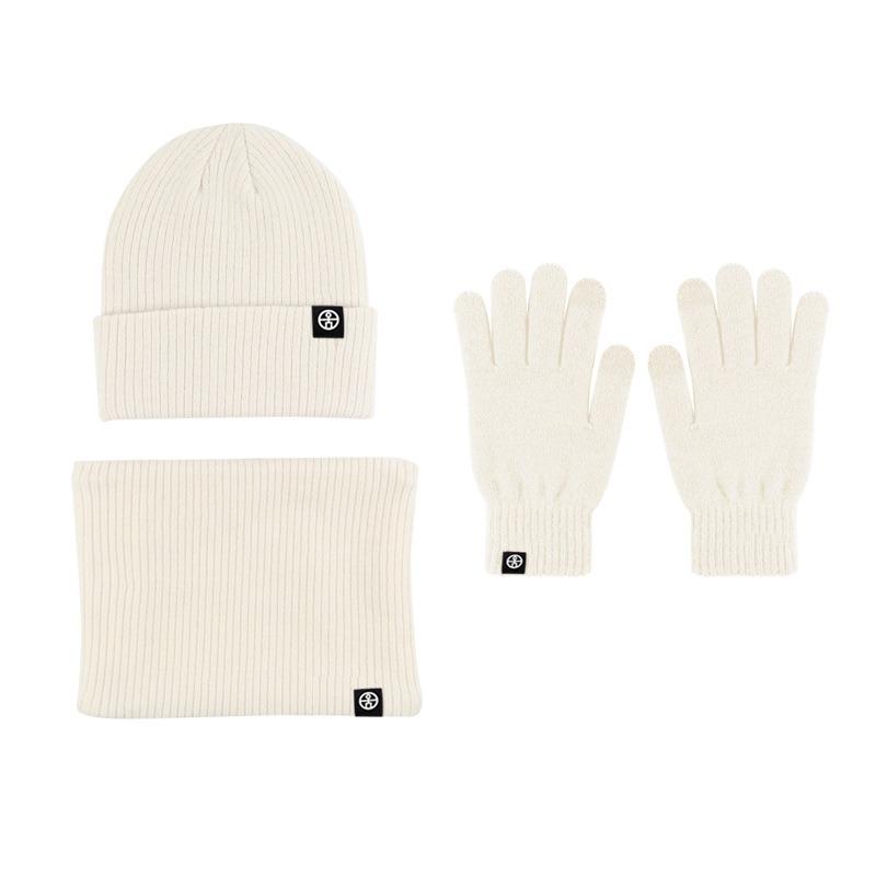 Milk Dragon New Red Set Windproof and Warm German Velvet Self-Heating Knitted Hat Scarf Gloves Three-piece Set