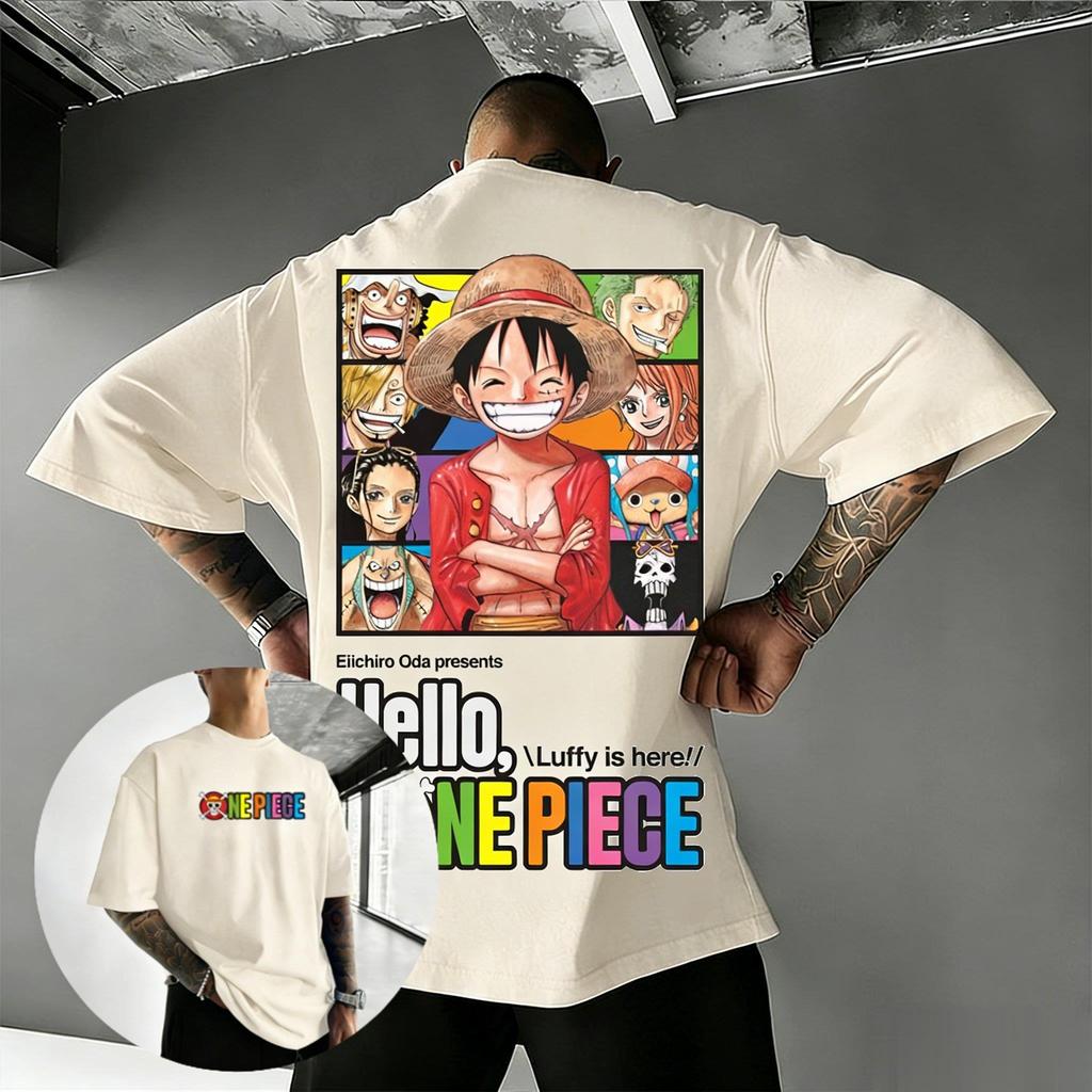 One Piece Anime T Shirt Luffy Graphic Print Cotton Short Sleeve Tee Hello Luffy Men Women Streetwear Casual Tops Summer 2026 Y2k
