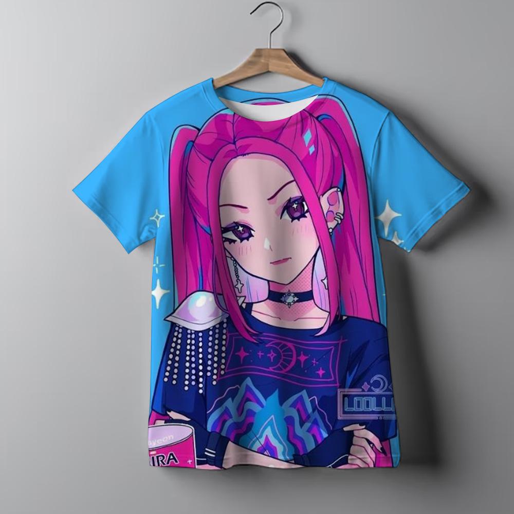 Fashion Casual Kids T-shirt KPop Demon Hunters Cool Girls Top Funny Gift Fans T-shirt KPop Demon Hunters Versatile T-Shirt