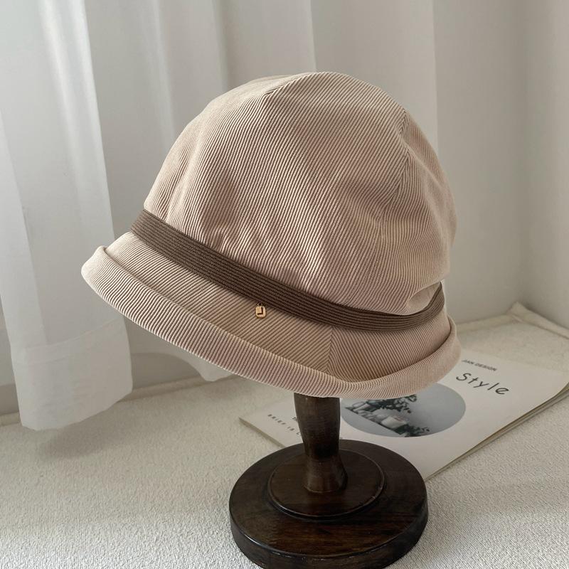 Autumn and winter new retro versatile face small pile hat thickened corduroy warm bucket hat bag head hat tide