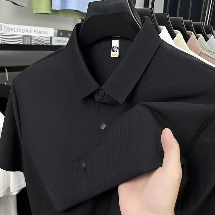 Men's Premium UV Protection Polo Shirt - Vertical Stripe Textured Design, Stretch Polyamide-Spandex Fabric High Quality Shirt