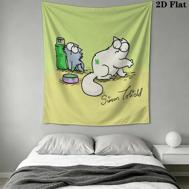 Simon‘s Cat Wall Tapestry Aesthetic Wall Hanging Printed Fabric Blanket Decorative Tapestries for Bedroom Living Room Home Decor