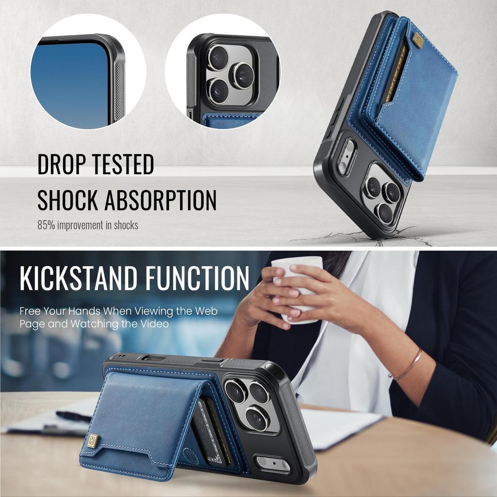 Luxury Detachable Magnetic Leather Phone Wallet Case Stand For Magsafe iPhone 17 16 15 14 Pro Max Samsung S25 Plus S24 Ultra ID Bank Card Holder Cover