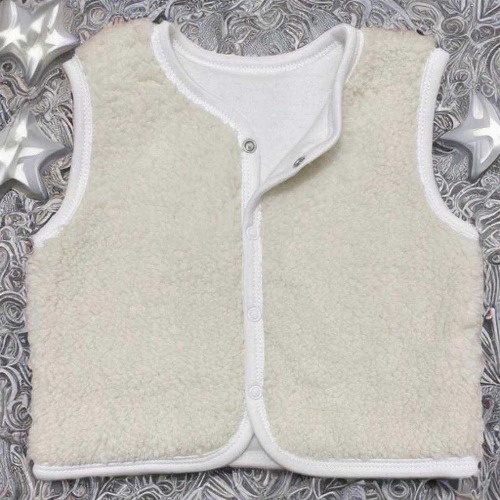 Warm Children' Vest 116 Sleeveless Sheepskin Coat Cream
