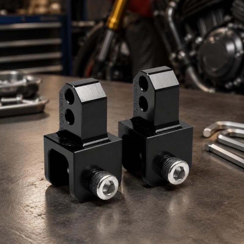 Motorcycle Shock Height Adapter Pair, 2-Piece Aluminum Set Designed for Controlled Suspension Mounting Position Adjustment Tasks and Changes