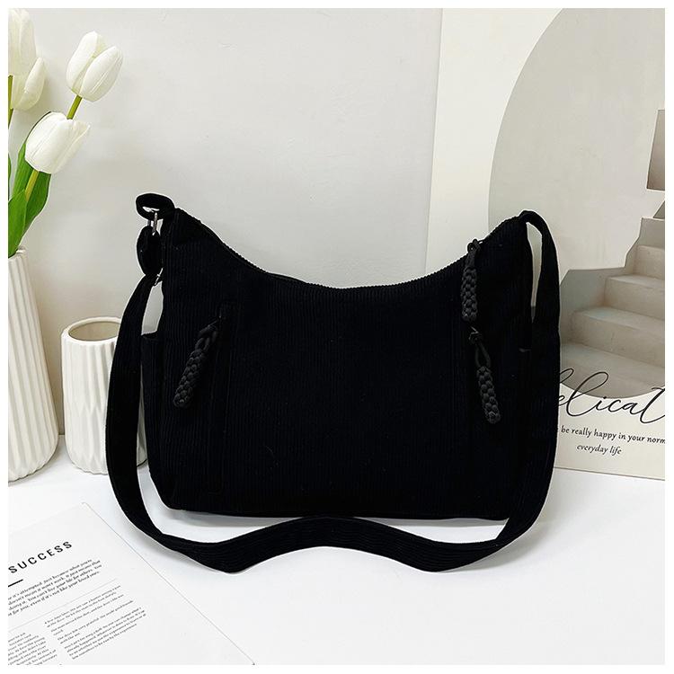 

Simple Corduroy Crossbody Bag Women Large Capacity Fashi Shoulder Bag Casual Comfortable and Versatile Texture Storage Bags чёрный