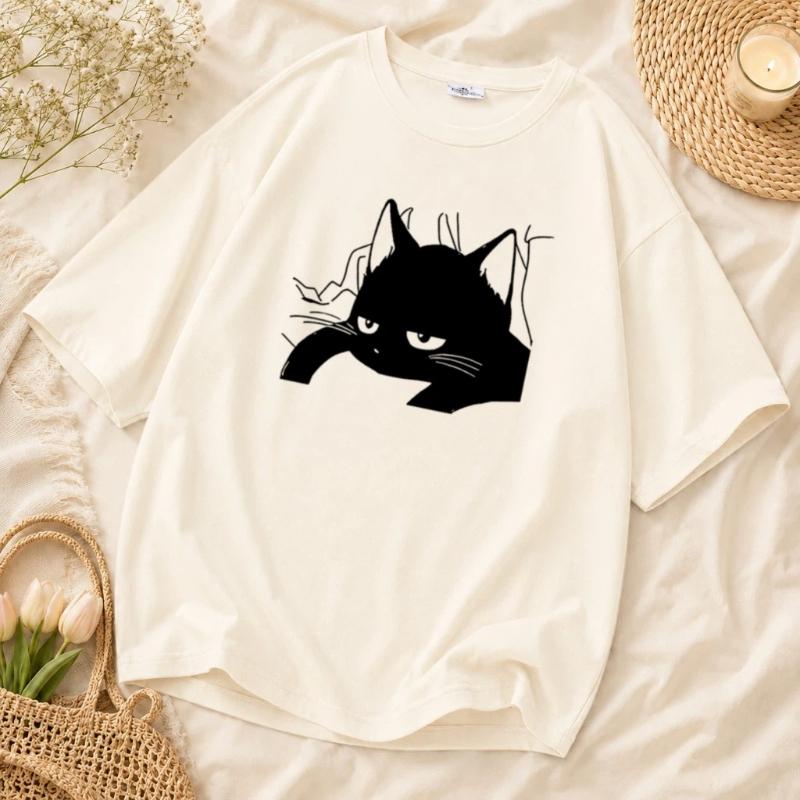 Cute Cartoon Printed Short Sleeved T-shirt Casual Street Style Women's Patterned T-shirt