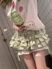 Groene & Witte Geruite Elastische Strik Kant Skort - Schattig, Veelzijdig, Petite, Zomer 2025 Editie
