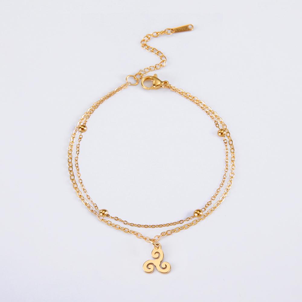 Dawapara Náramek s přívěskem Triskel Trojitá spirála Symbol Triskelion Keltové Amulet Nerezová ocel Dámské šperky