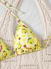Damen Bedruckter Binde-Dreieck Sexy Split Bikini Badeanzug