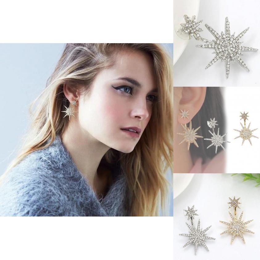 Trendy Alloy Star Shaped Earrings Fashionable Rhinestone Studs 2022 Spring Style