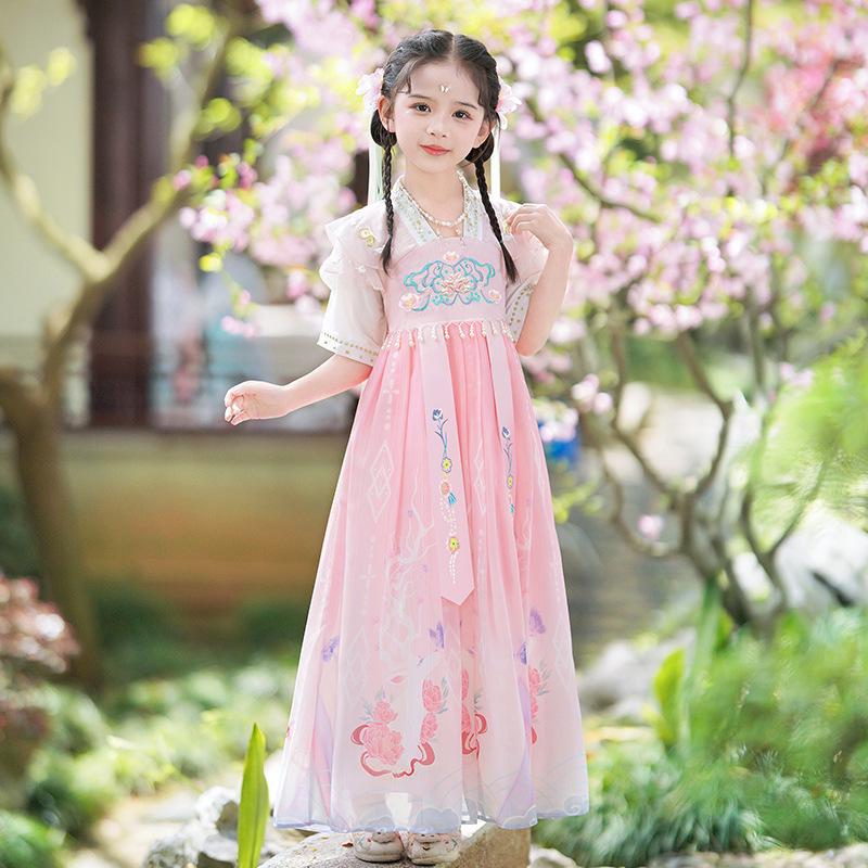 Girls' 2026 Summer Hanfu Dress: New Chinese Style Tang Suit Costume