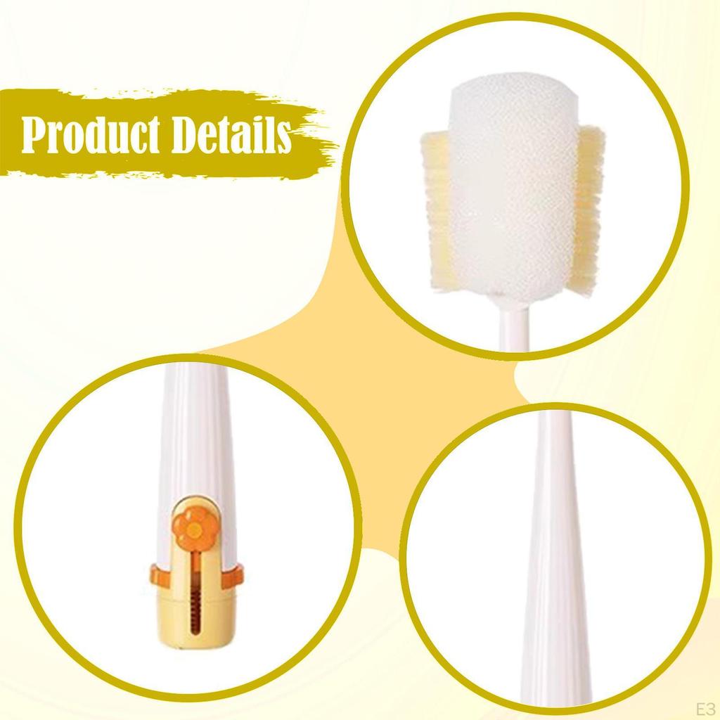 Bottle Brush, Household Cleaning Brush with Ergonomic Handle, Flexible Bristles And Hook for Seals
