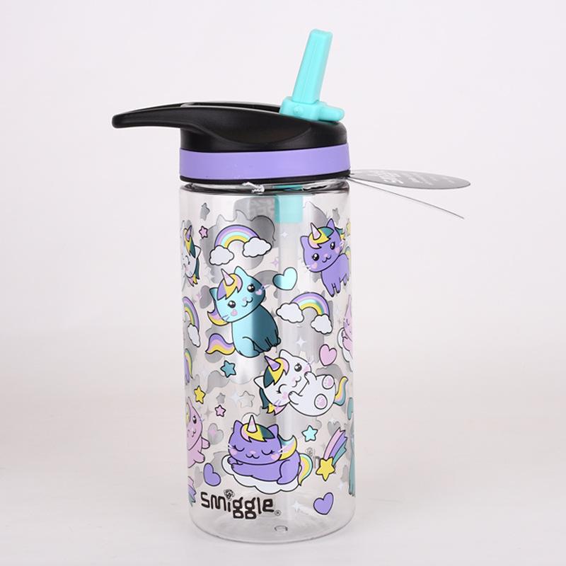 Smiggle Australia Silicone Spout Straw Water Bottle School Kids Tumbler Leakproof BPA-Free 400ml Fun Portable Hydration