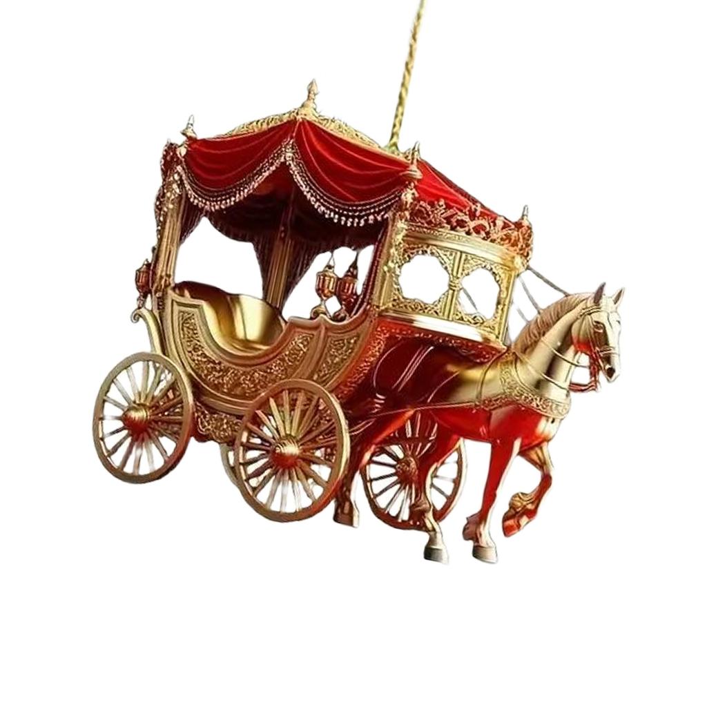 Festive Sleigh Carriage Acrylic Ornaments Flat Christmas Decors Hanging Decors for Mantel Wall Or Indoor Winter Styling